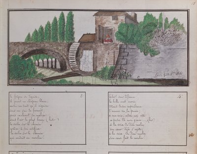 Kinderschets van een watermolen, 1820 door French School