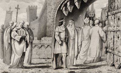 Chilperic I (539-84) in een religieuze processie, uit 