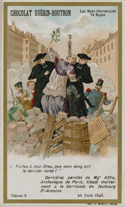 Chocolat Guerin-Boutron handelskaart, Historische Woorden serie door French School