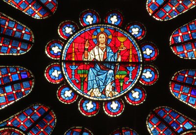 Christus met een kelk en tussen twee kandelaars door French School