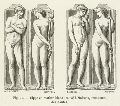 Marmeren cippus gevonden in Maisons, Nautes-monument door French School