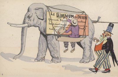 Circusscène, uit een set van onderling verbonden ansichtkaarten door French School