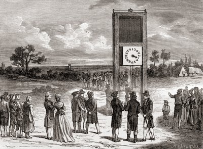Claude Chappe demonstreert zijn eerste luchttelegraafsysteem in 1791, uit 