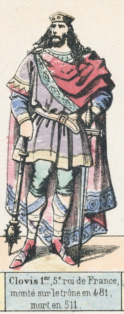 Clovis I, 5e koning van Frankrijk, besteeg de troon in 481, stierf in 511 door French School