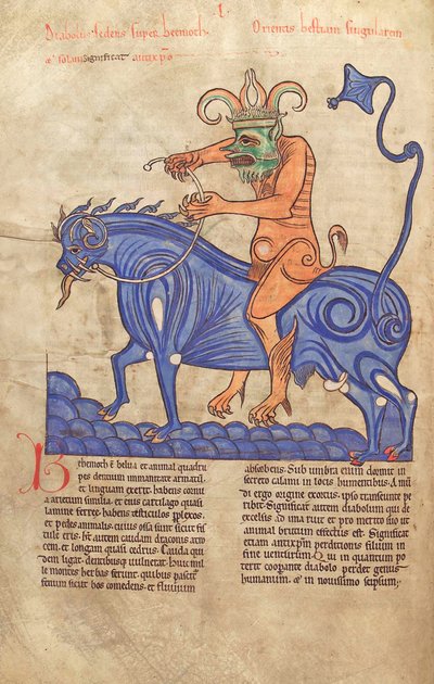 Satan rijdend op een Behemoth, uit Liber Floridus door Lambert de Saint-Omer ca. 1120 door French School