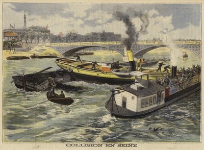 Botsing op de rivier de Seine, Parijs, 1897 door French School