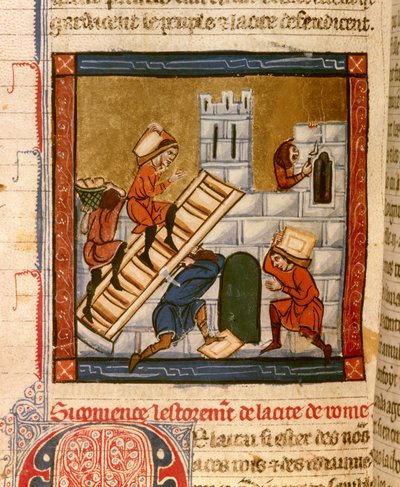 Bouw van Rome. Miniatuur uit het manuscript 