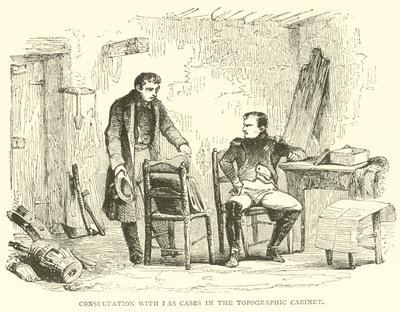 Overleg met Las Cases in het topografisch kabinet (gravure) door French School
