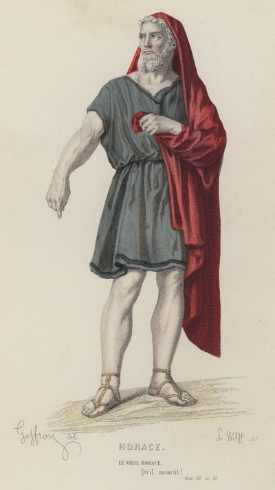 Corneille, Horace, Act III, Sc VI (gekleurde gravure) door French School