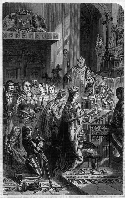 Kroning van keizer Otton I (912-973) door paus Johannes XII in 962 Gravure in 