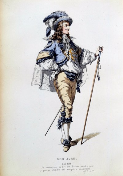 Kostuum voor het personage van Don Juan in scène 2 van Act I van het gelijknamige stuk van Molière door French School