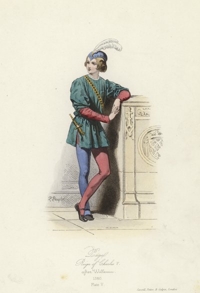 Kostuum van een page, bewind van Karel V van Frankrijk door French School
