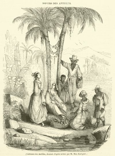 Kostuums van de Antillen (gravure) door French School