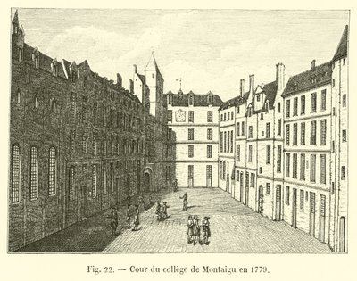 Binnenplaats van het college van Montaigu in 1779 door French School