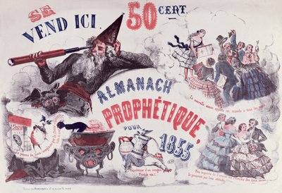 Omslag van een profetische almanak met Nostradamus, 1855 door French School