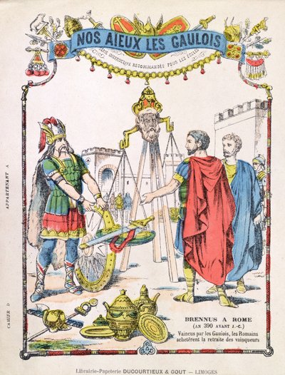 Omslag van schoolschrift met de legende van Brennus (fl. c.389 v.Chr.) door French School