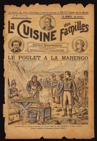 Creatie van Kip Marengo (ingekleurde gravure) door French School