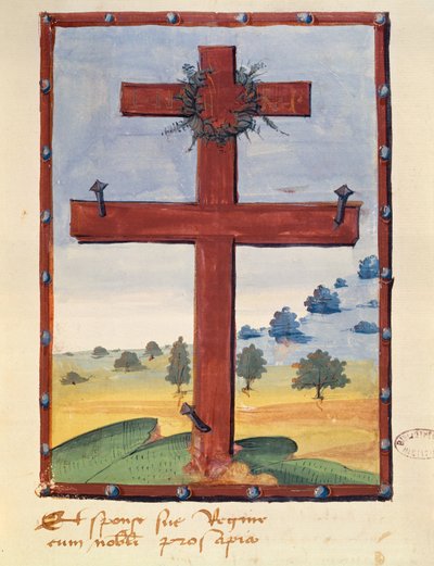 Kruis van Lotharingen, miniatuur uit een manuscript met betrekking tot René II, Hertog van Lotharingen door French School