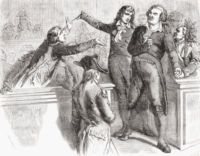 Danton en Desmoulins verdedigen zich voor de Conventie, 30 maart 1794, uit 