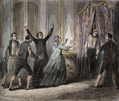 Dood van Louis Henri Joseph de Bourbon, prins van Conde (Louis VI Henry van Bourbon Conde) - Dood van de prins van Conde (Louis VI Henry van Bourbon Conde) door French School