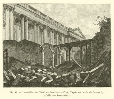 Sloop van het hotel de Bourbon in 1758, naar een tekening van Desmachy, Collectie Bonnardot door French School