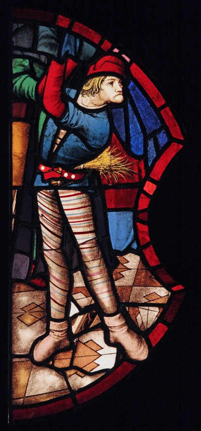 Een beul; oorspronkelijk uit de St. Chapelle waar het werd geïntroduceerd rond 1500; het is een goed voorbeeld van Venetiaans glas door French School