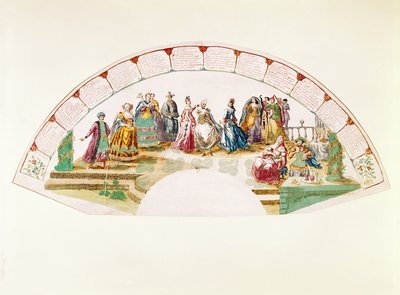 Ontwerp voor een waaier ter viering van de Dans en Carnaval der Naties, 1733 door French School