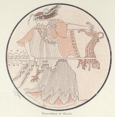 Detail van Griekse aardewerk (kleur litho) door French School
