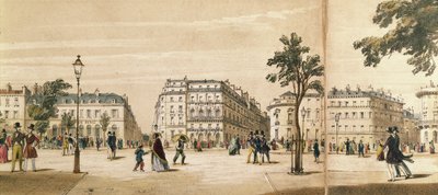 Detail van een panorama van de Boulevard des Italiens, ca. 1840 door French School