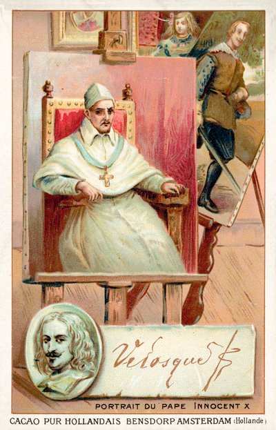 Diego Velasquez, Spaanse schilder, en portret van Paus Innocentius X door French School