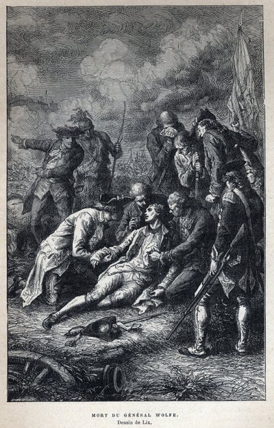 Ontdek Canada: Dood van generaal James Wolfe (1727-1759) Brits militair tijdens de Slag bij Quebec op 13 september door French School