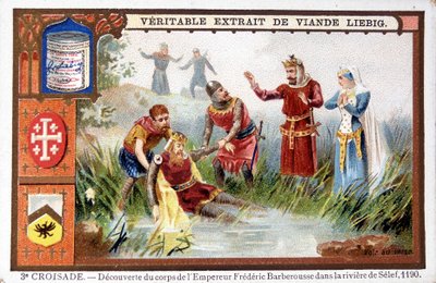 Ontdekking van het lichaam van Frederik Barbarossa in de Selef-rivier door French School
