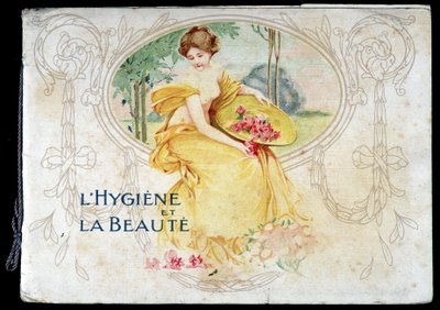 Tekening van een naakte jonge vrouw die hygiëne en schoonheid symboliseert door French School