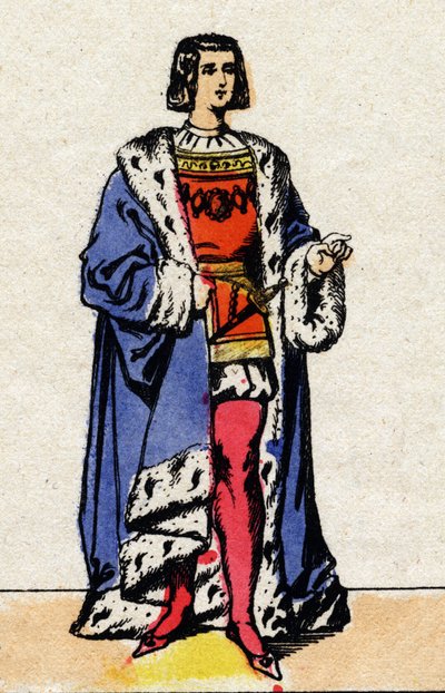 Dynastie van de Valois: Portret van Lodewijk XII, koning van Frankrijk. Epinal afbeelding. door French School