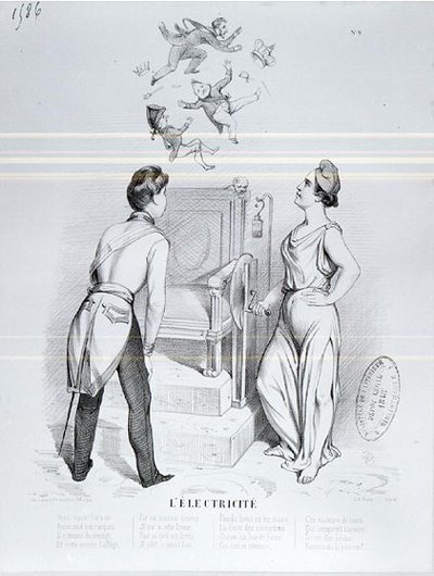 Elektriciteit, karikatuur van de revolutie van 1848 door French School
