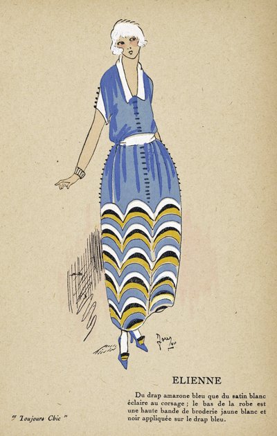 Elienne, uit Toujours Chic, geb. 1921-22 (sjabloondruk) door French School