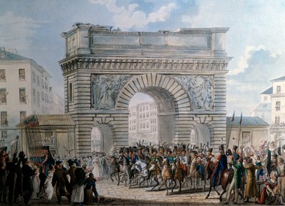 Intocht van de geallieerden in Parijs door de Porte Saint Martin op 31/03/1814 door French School
