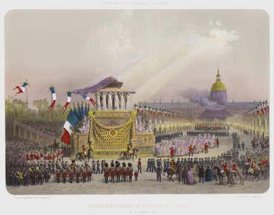 Entree Des Cendres De Napoleon 1er A Paris, Le 15 Decembre 1840 (kleurenlitho) door French School