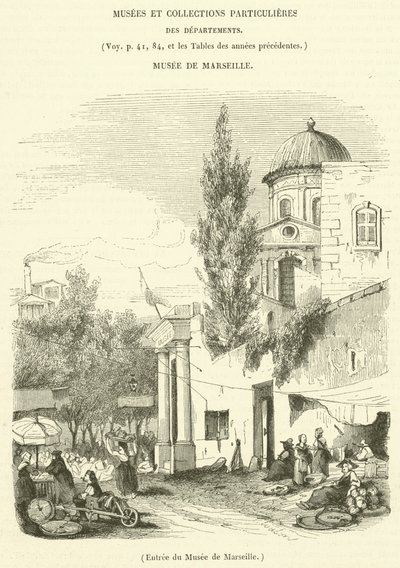Ingang van het Museum van Marseille (gravure) door French School