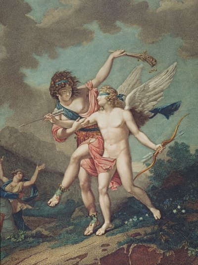 Eros geleid door waanzin, gegraveerd door Godefroy door French School