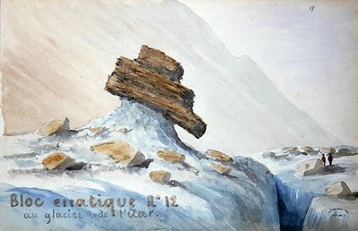 Erratische blok nr.12 bij de Aar-gletsjer in de Zwitserse Alpen door French School