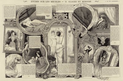 Etudes sur les meubles, Glaces et miroirs (gravure) door French School