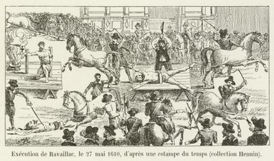 Executie van Ravaillac, 27 mei 1610, naar een prent uit die tijd, collectie Hennin door French School