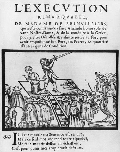 Executie van de Markiezin de Brinvilliers, 1676 door French School