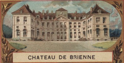 Buitenaanzicht van het kasteel van Brienne le Chateau (Brienne-le-Chateau) in de Aube (10). Chromolithografie uit het einde van de 19e eeuw door French School