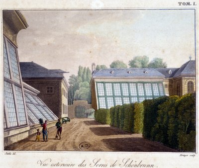 Buitenaanzicht van de kassen van Schönbrunn - in 