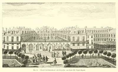 Gevel van het Palais-Royal, tuinzijde, onder Lodewijk XV, naar Rigaud door French School