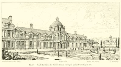 Voorgevel van het kasteel van de Tuilerieën aan de kleine tuinzijde, oostkant, in 1575 door French School