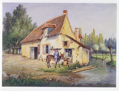Boerderij in de regio Epernay, ca. 1850 door French School