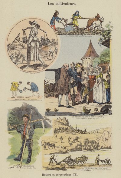 Boeren (kleurenlitho) door French School